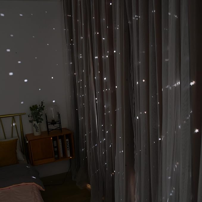 Kinryb Star Cut-Out Blackout Curtains 84 Inch Length Double Layer Curtain - Image 4