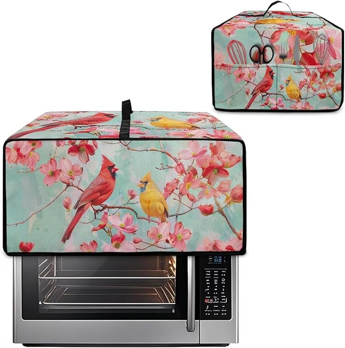 Cardinal Cherry Blossom Print Microwave Oven Cover Waterproof Dust-Proof - Image 2