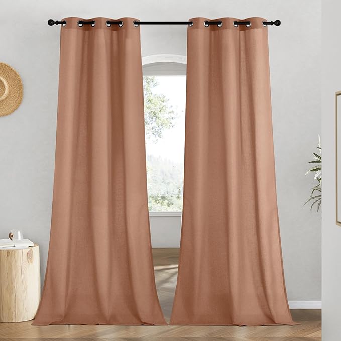 NICETOWN Rustic Linen 96 inch Long Curtains by NICETOWN