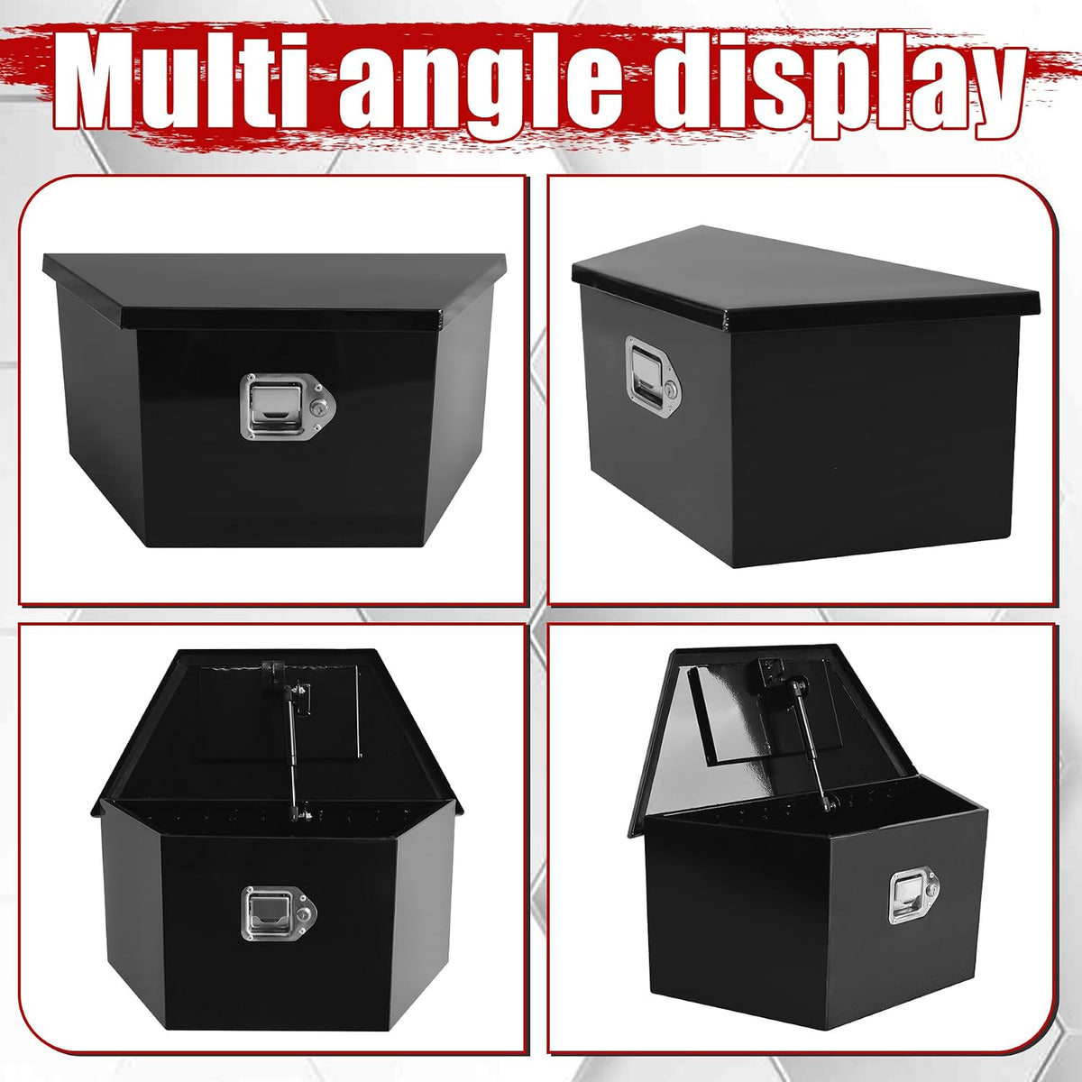 26x13.3x12 inch aluminum trailer tongue tool box heavy on a desk or shelf