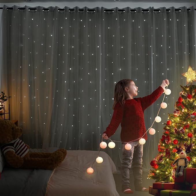 Kinryb White Star Cut-Out Window Curtains - Image 2