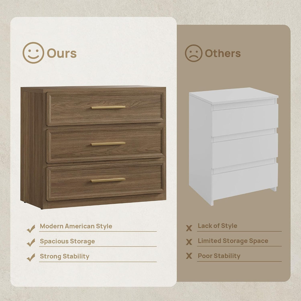 SICOTAS Oversized Nightstands Set of 3 for Bedroom - Storage Bedside Table