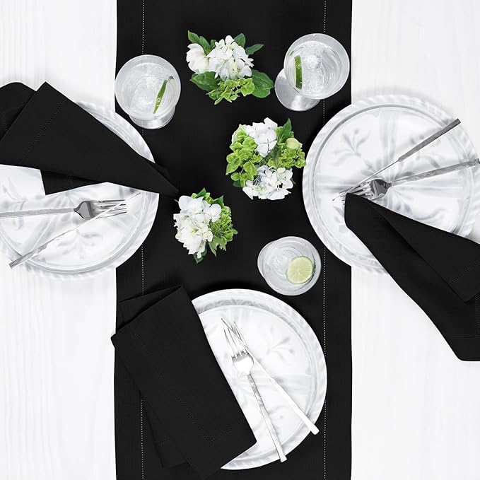 Solino Home Linen Black Table Runner 120 Inches Long - Image 3
