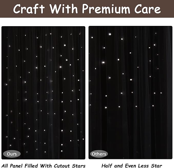 Kinryb Star Cutout Blackout Curtains Double Layer Curtains - Image 6
