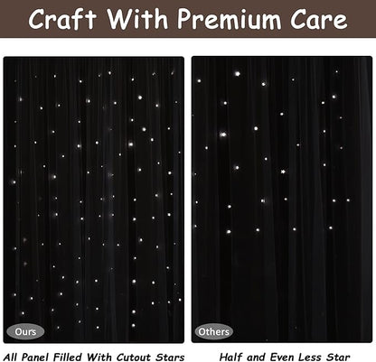 Kinryb Star Cutout Blackout Curtains Double Layer Curtains - Image 6