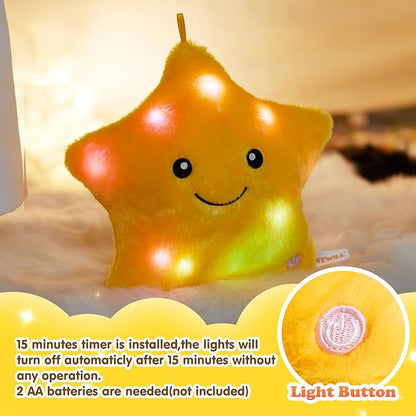 WEWILL 9'' LED Twinkle Star Soft Plush Pillow Toys Glowing Stuffed Star Light - Image 3