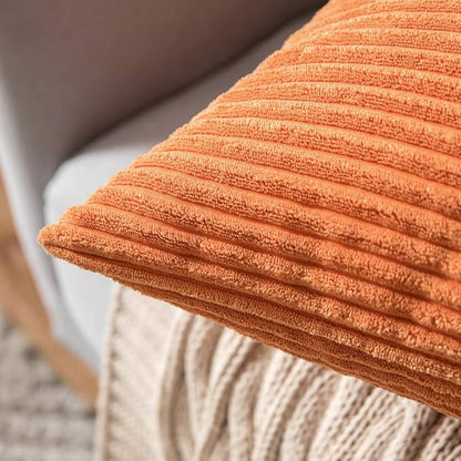 MIULEE Winter Pack of 2 Orange Pillow Covers 12x20 Inch Soft Boho Striped - Image 2