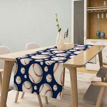 Baseball Sport Table Runner Vintage Softball Ball Game Days Seasonal Dinner - Image 2