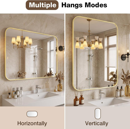 24"x36" bathroom mirror for over sink, brushed gold, package contents