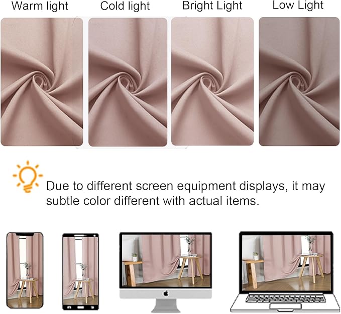 Gwine Blush Pink Blackout Curtains 30 Inch Length, Short Kitchen Curtains - Image 6