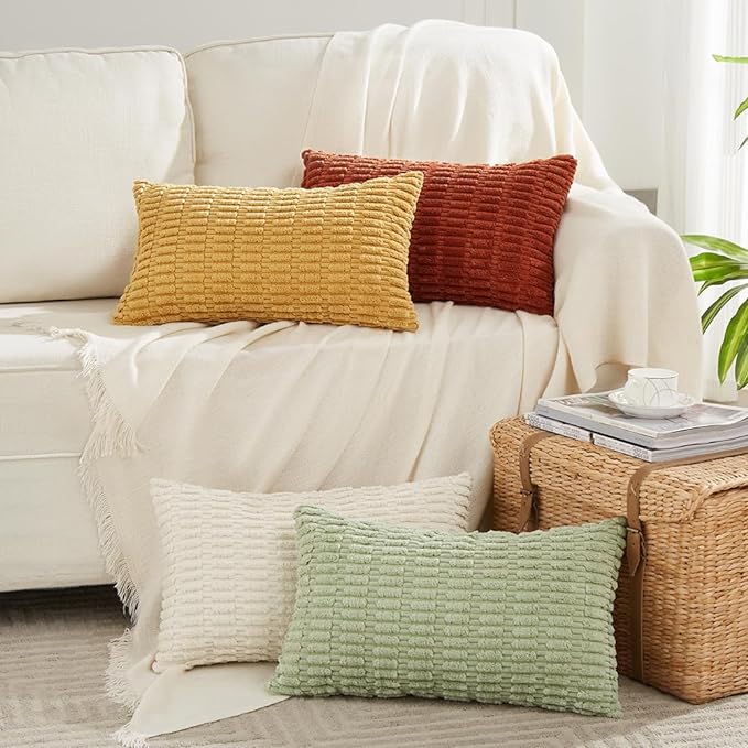 Fancy Homi 4 Packs Fall Boho Long Lumbar Decorative Throw Pillow Covers 14x24 by Fancy+Homi