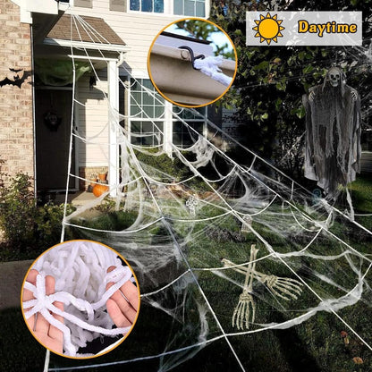 Halloween Decorations Outdoor, 250 LED Halloween Giant Spider Web Lights, 200" Lighted Spiderweb Light up with 8 Modes for Yard Haunted House Decor, Remote Control Lighted Spider Dark Purple