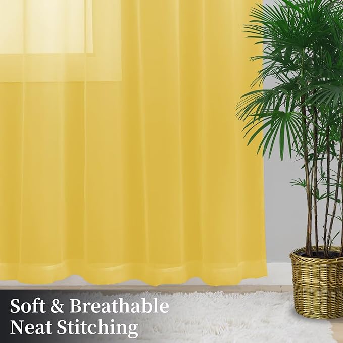 Sheer Curtains 84 Inches Long 2 Panels, Rod Pocket Short Curtain - Image 8