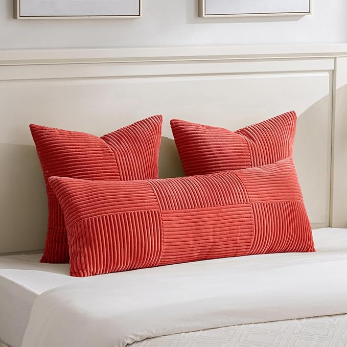 Fancy Homi 2 Packs Red Big Decorative Throw Pillow Covers 24x24 Inch - Image 5