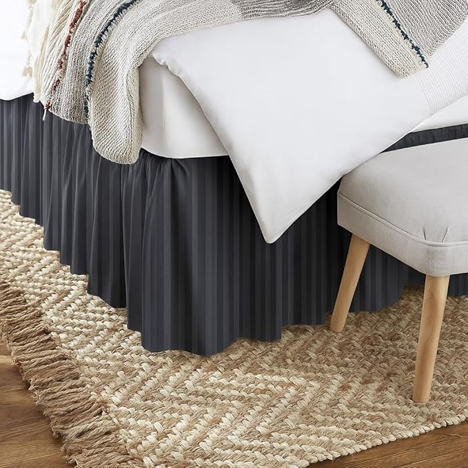 KRISHNA Ruffled Bed Skirt with Split Corners Queen, 100% Microfiber Hotel - Image 3