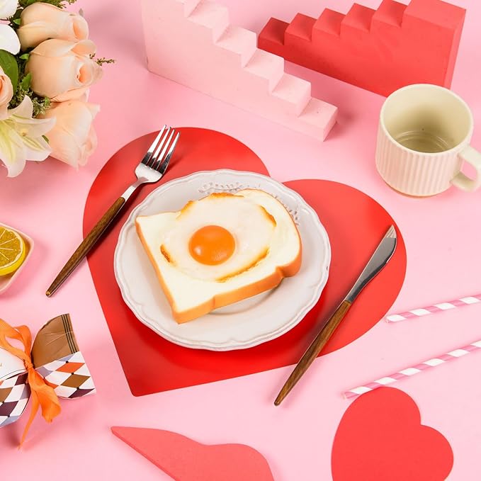FOBSME 60 Pack Valentine's Paper Placemats Red Heart Placemats Disposable Love - Image 4