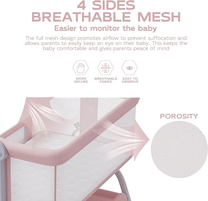 BabyBond Baby Bassinet, 3 in 1 Bassinet Bedside Sleeper - Image 4