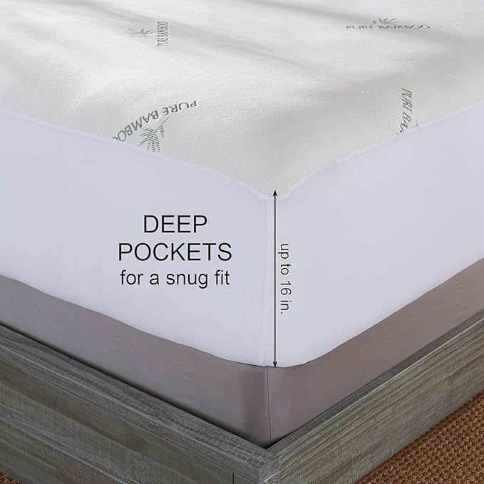 Twin Mattress Protector by PURE BAMBOO, Waterproof - Image 2