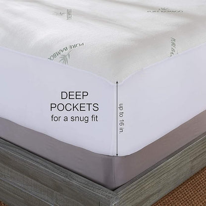 Twin Mattress Protector by PURE BAMBOO, Waterproof - Image 2
