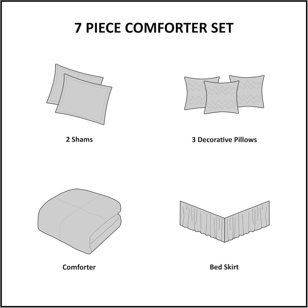 Madison Park Casual Modern Comforter Set, 7PC Queen Bedding Set