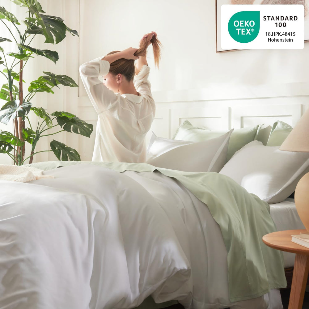 Litanika King Comforter Set White, 3 Pieces Lightweight Solid Bed Set