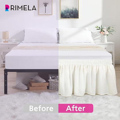 RIMELA Warm White Bed Skirt Queen 25 Inch Drop, Elastic Bed Skirts Queen Size - Image 4