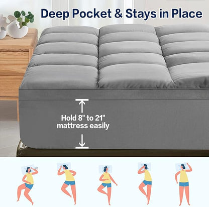 SOPAT Mattress Topper Cal King Size Extra Thick Mattress Pad 8-21" Deep Pocket - Image 4