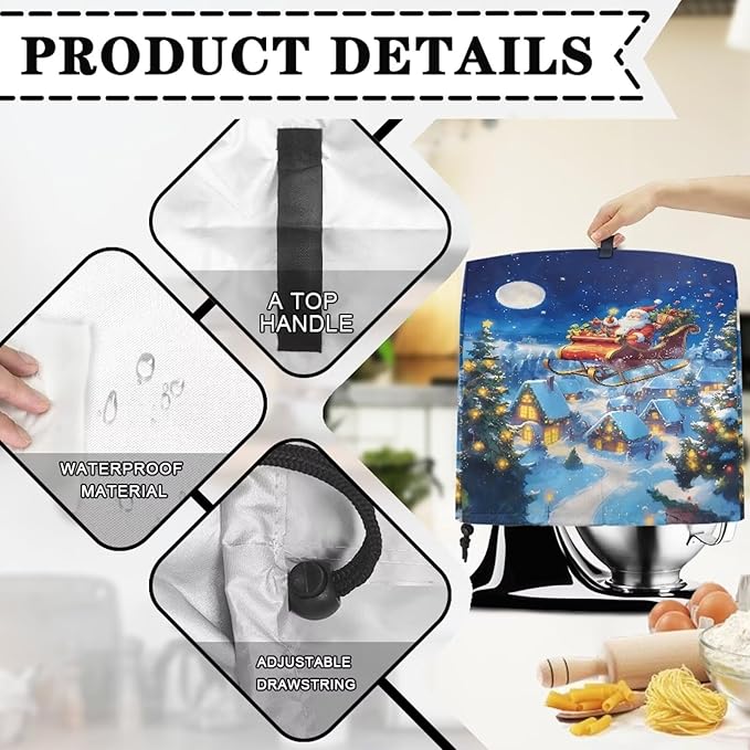 Christmas Stand Mixer Covers Kitchen Appliance Dust Cover Protective Santa - Image 7