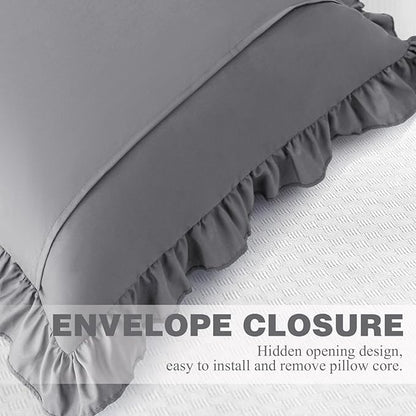 KKJIAF Ruffle Pillow Cases 24x24 Inches, Microfiber Wrinkle Resistant Pillow - Image 6