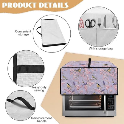 Dust-Proof Microwave Oven Grill Cover Protector Cherry Blossom Robin Bird Print - Image 6