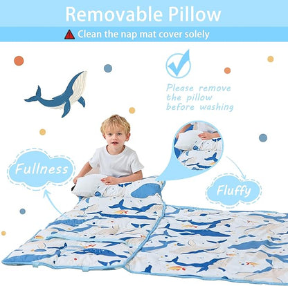 Toddler Nap Mat with Pillow and Blanket, Extra Large Rolled Napping Mats - Image 5
