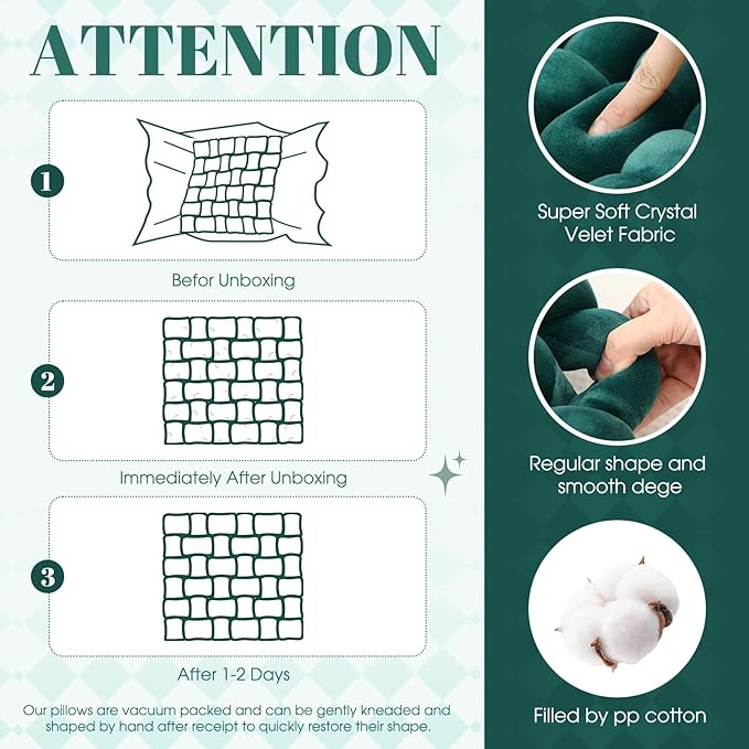 Wenqik 2 Pcs Knot Pillows Square Knotted Plush Throws Soft Accent Pillows - Image 2
