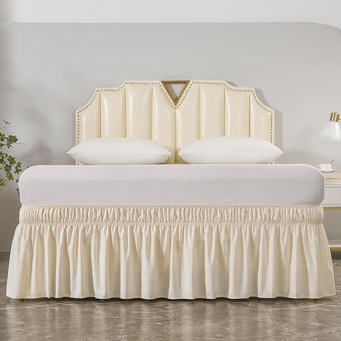 MEILA Wrap Around Bed Skirt Three Fabric Sides Elastic Dust Ruffled 18 Inch - Image 3