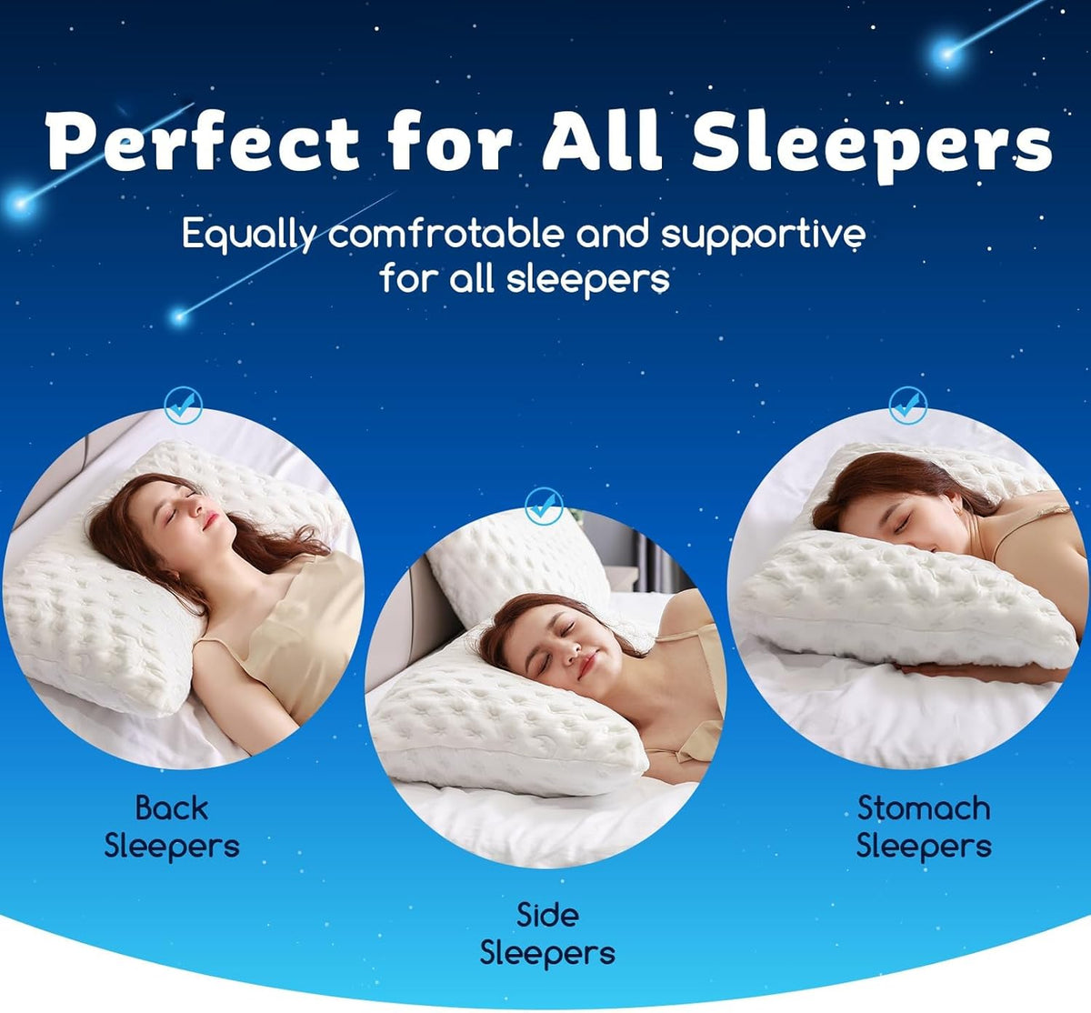 kucey cooling side sleeper pillow for neck and showing dimensions