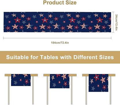 4th of July Patriotic Table Runner, Memorial Day Independence Day Freedom Stars - Image 7