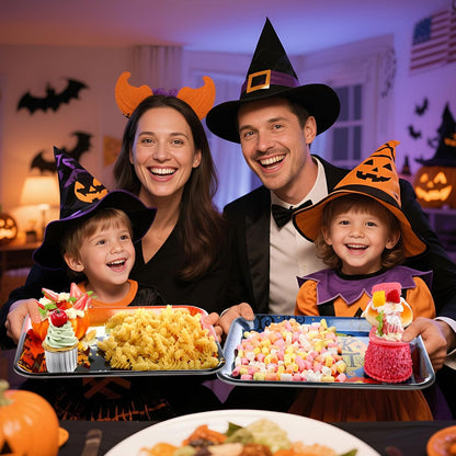 Vesici 4 Pack Halloween Serving Trays 13x10 Inch Witch Ghost Boo Party