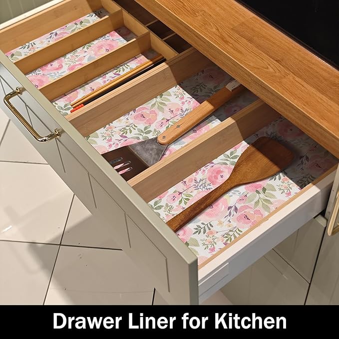 Peach Peony Shelf and Drawer Liner 12IN x 20FT, Non-Adhesive and Strong - Image 3