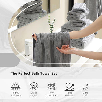 18 piece bath towels set,ultra soft family bathroom, side view