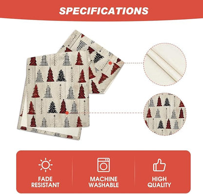 Artoid Mode Wood Xmas Tree Christmas Table Runner, Seasonal Winter Holiday - Image 6