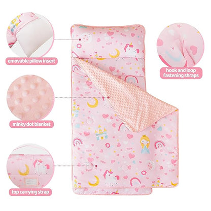 Viviland Toddler Kid Nap Mat for Preschool, Girls Pink Princess Daycare - Image 2