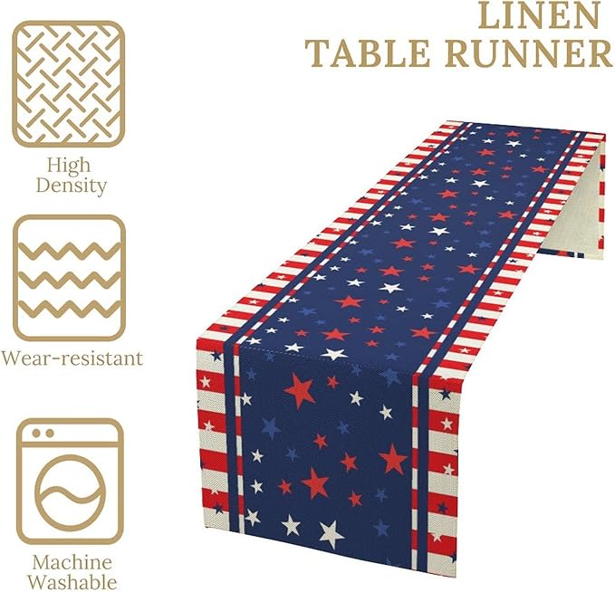 4th of July Table Runner, America Stars Stripes Patriotic Independence Memorial - Image 5