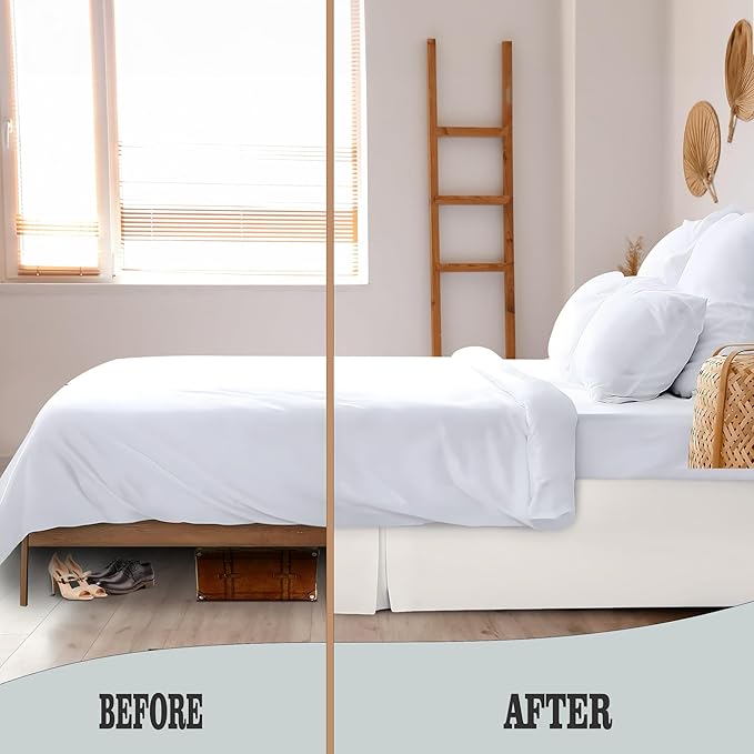 Pleated Bed Skirt King Size, Split Corners, Wrinkle-Resistant Microfiber - Image 4