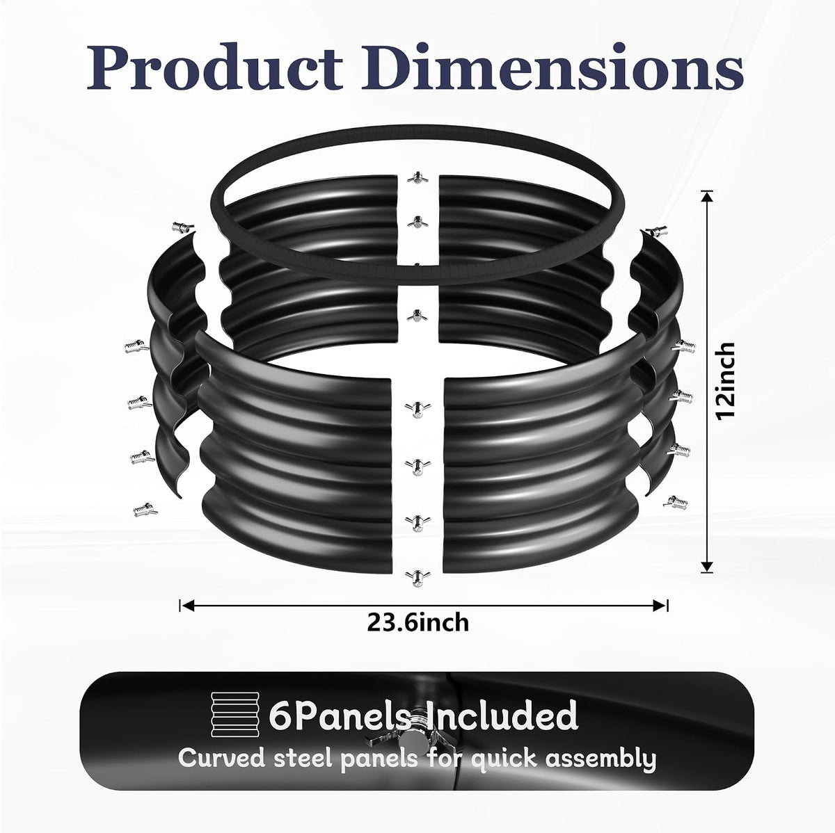 round raised garden bed, 2 pack, 2 x showing dimensions