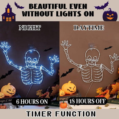21Inch Halloween Skull Window Lights Skeleton Timer Window Light Decor