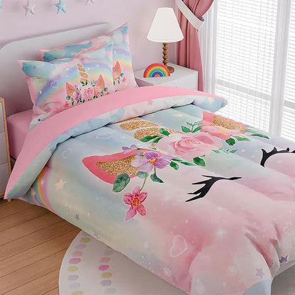 SANDJEST Unicorns Bedding Set for Girls Kids Teen Tween, Ultra Soft Microfiber - Image 3