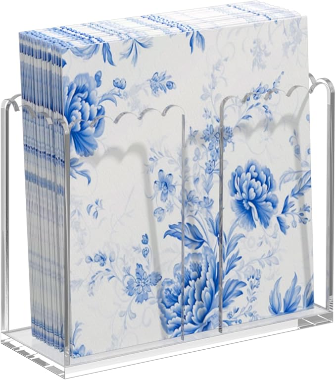 Napkin Holder for Table, Vertical Scalloped Acrylic Disposable Hand Paper Towel by PITBVO