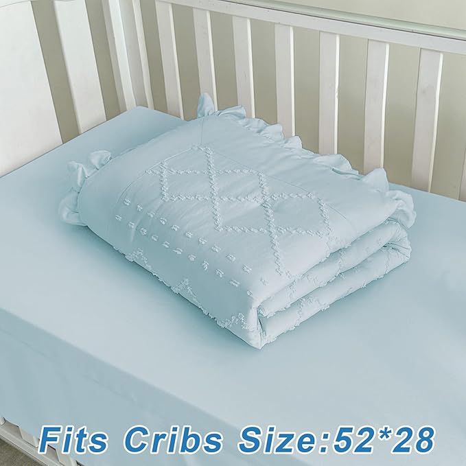 Wowelife Baby Crib Bedding Set for Girls, 3 Piece Boho Crib Comforter Set Ruffle - Image 6
