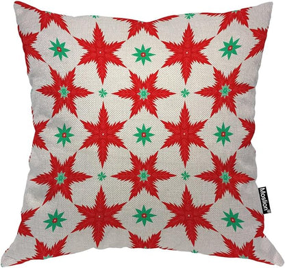 Moslion Snow Pillow Cover Winter Christmas Tree Snowflake Leaves Throw Pillow by Moslion