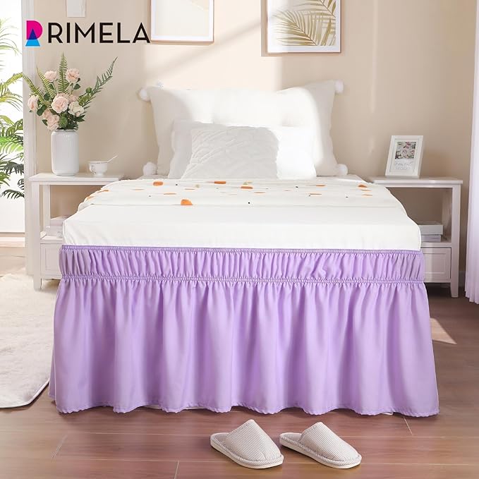 RIMELA Lilac Purple Bed Skirt Twin Size 15 Inch Drop, Elastic Bed Skirting - Image 6