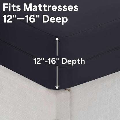 full size mattress protector waterproof (12’’-16” depth) showing dimensions